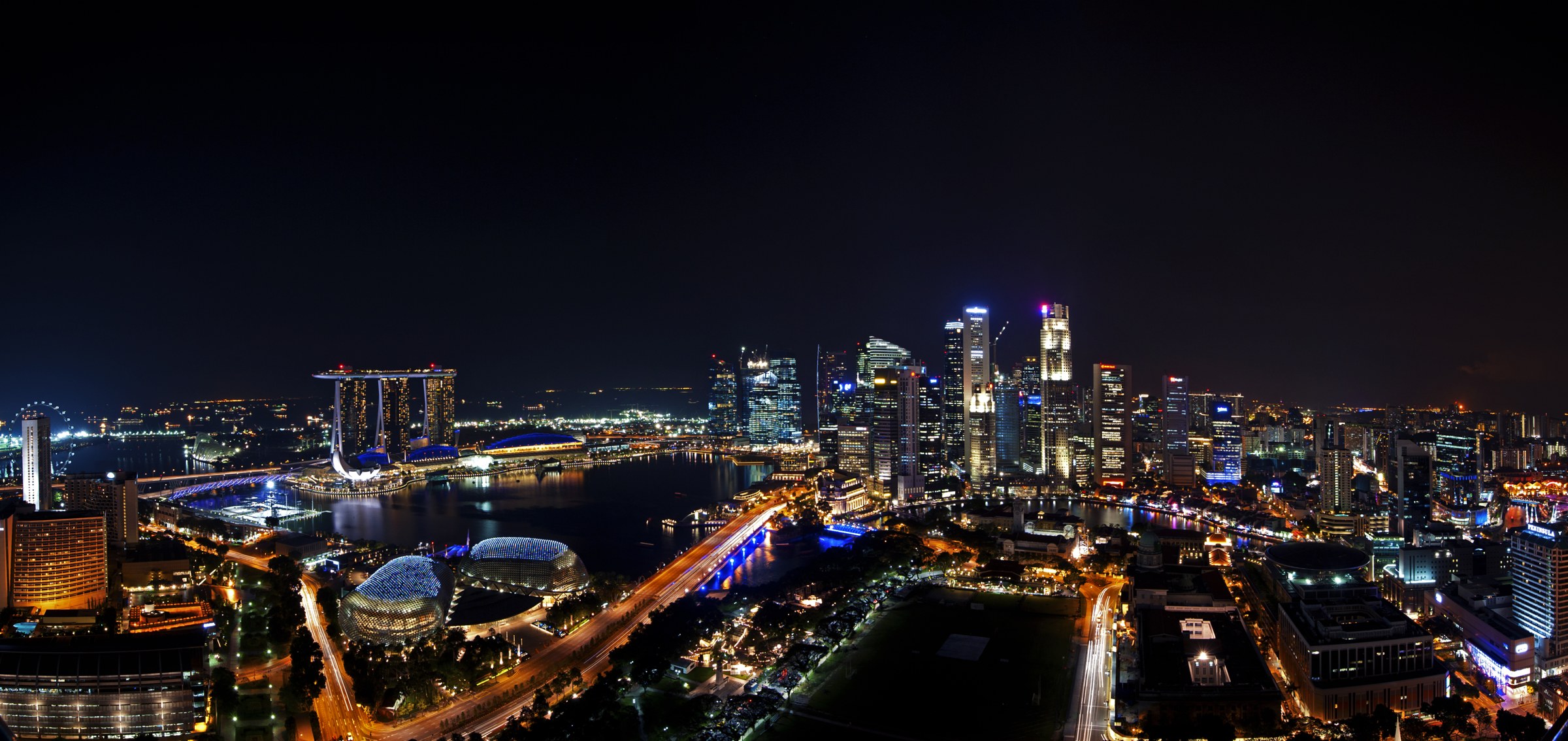 Toàn cảnh Marina Bay Singapore về đêm, ảnh chụp năm 2011